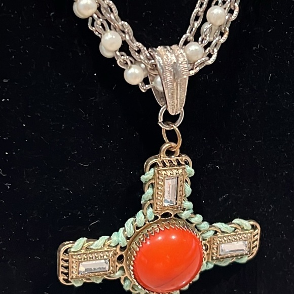 Whimsygoth One of a Kind handcrafted victorian style necklace with Cross pendant - Picture 5 of 8